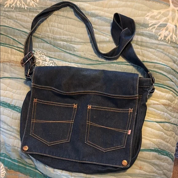 Vintage QuikSilver Roxy Denim Flap Bag - Picture 1 of 7